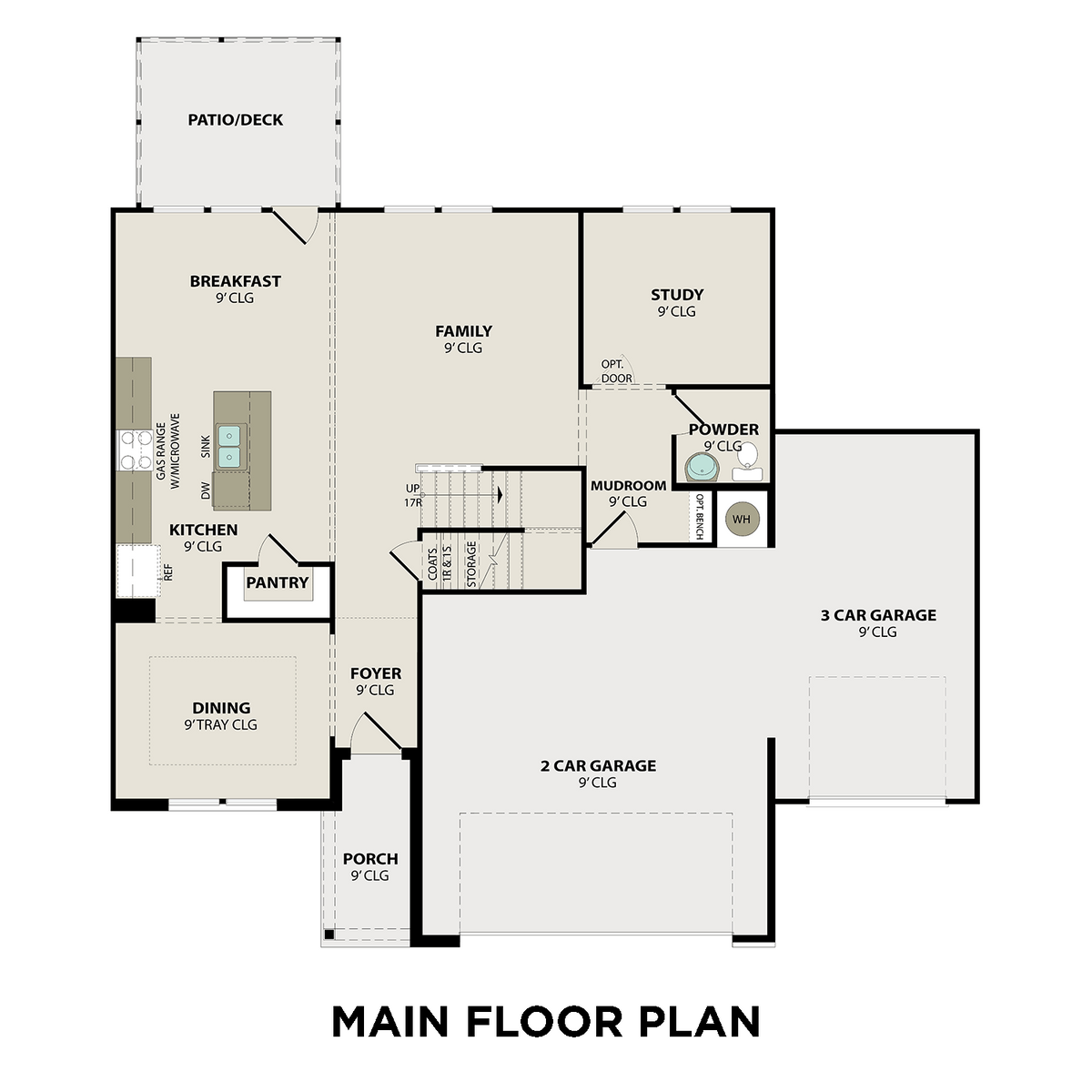 1 - The Willow C with 3-Car Garage floor plan layout for 2315 Beaver Drive in Davidson Homes' Rivers Edge community.
