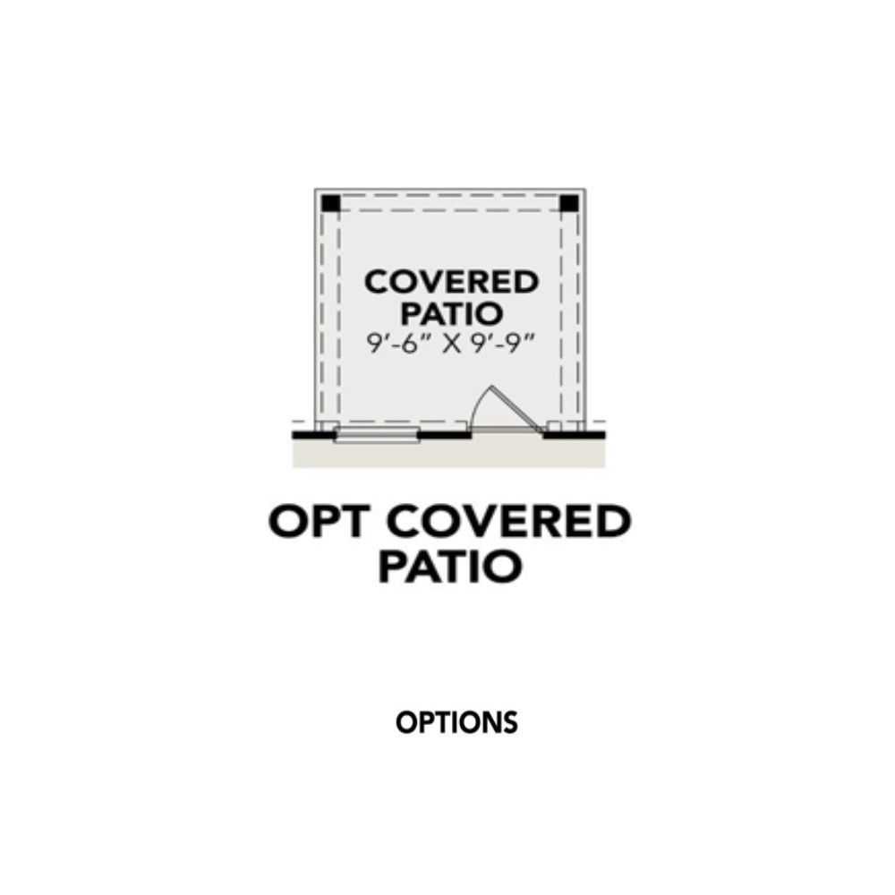 Optional covered patio diagram for The San Marcos floor plan, 9'-6" x 9'-7" dimensions, Davidson Homes design
