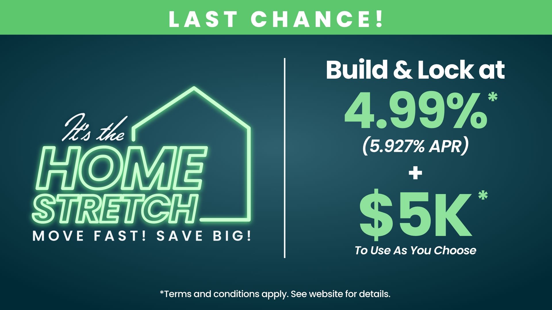 Build & lock rate promotion at 4.999% (5.796% APR) for San Antonio new homes on blue plaid background with floral borders