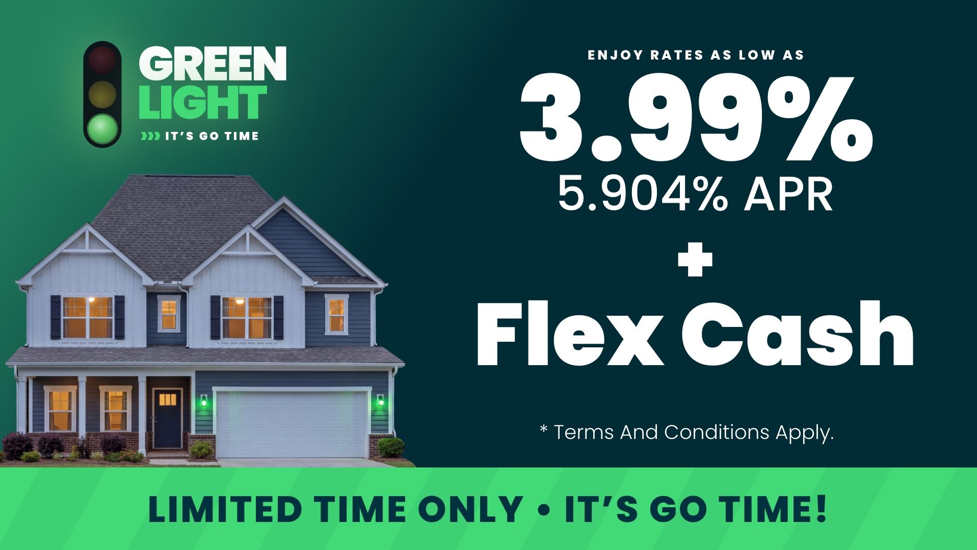 Promotional graphic for Huntsville homebuilder 2-1 interest rate buydown offer with Red, White & New savings event branding.
