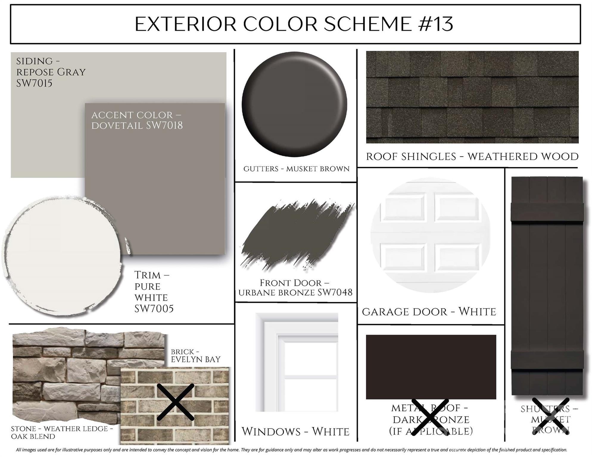 Exterior color scheme for The Hemlock D floor plan in Enclave at Belmont featuring Repose Gray siding and stone accents.