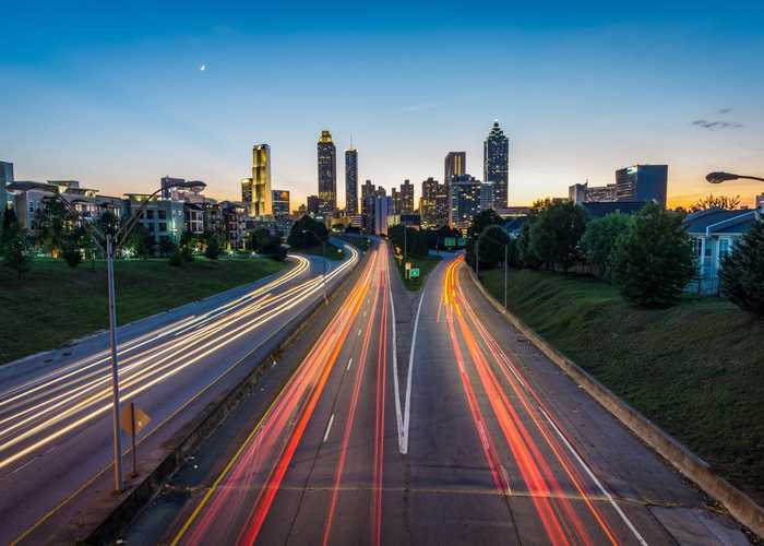 Timelapse of traffic on an Atlanta roadway