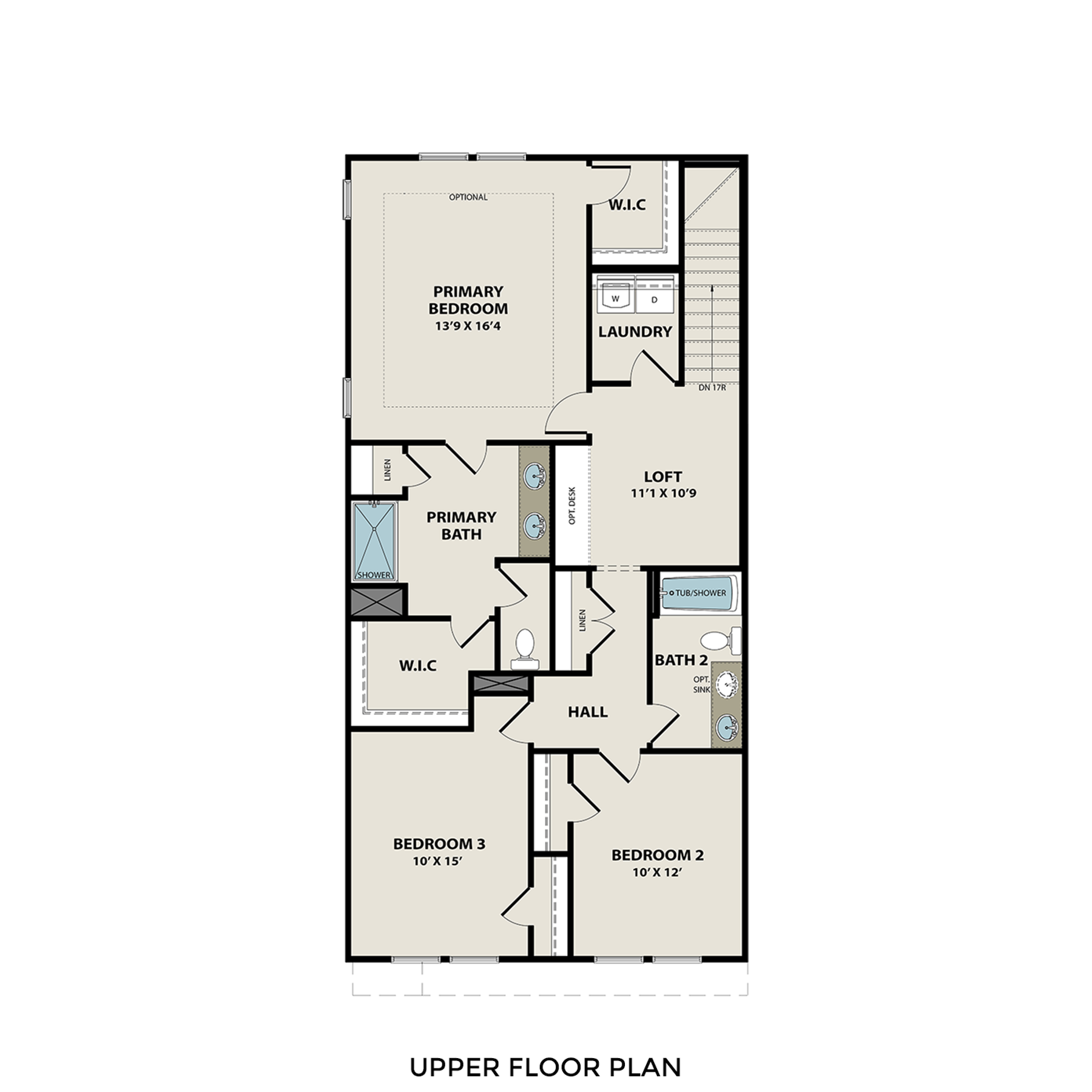 2 - The Durham E buildable floor plan layout in Davidson Homes Homes' Lake Park Villas community.
