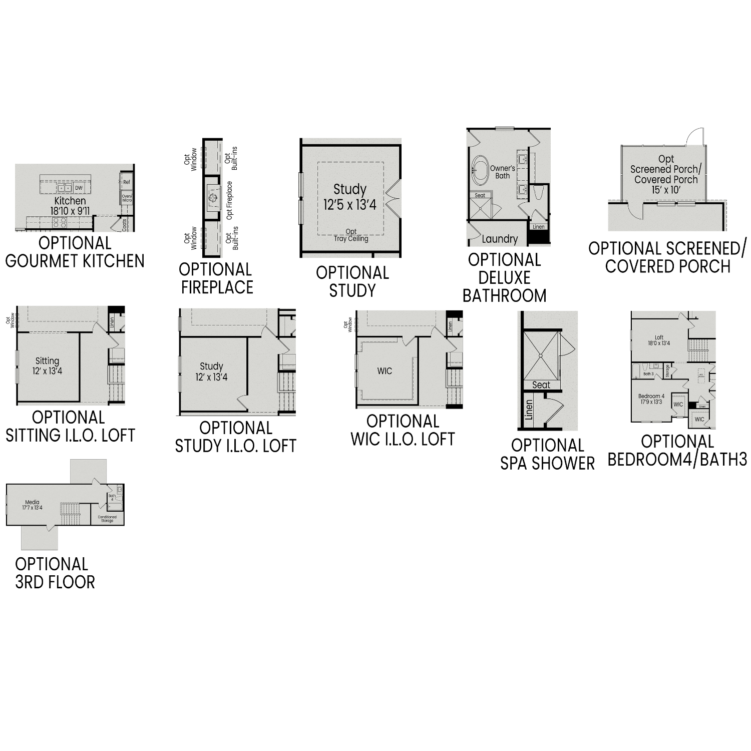 The Beech A 2-story floor plan by Davidson Homes: gourmet kitchen, optional study loft, deluxe bath, covered porch