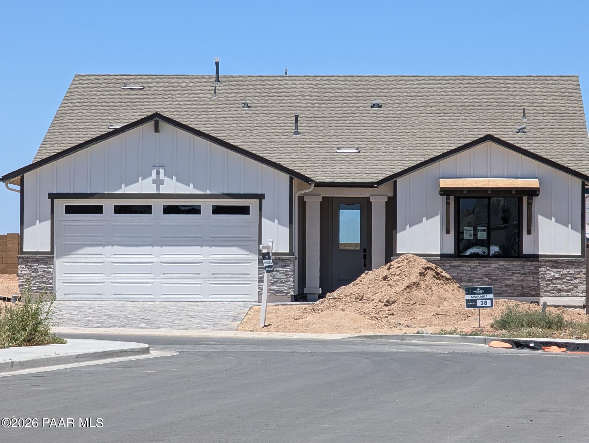 New construction 1-story home by Davidson Homes, The Durango II G floor plan in South Ranch, Prescott, Arizona.