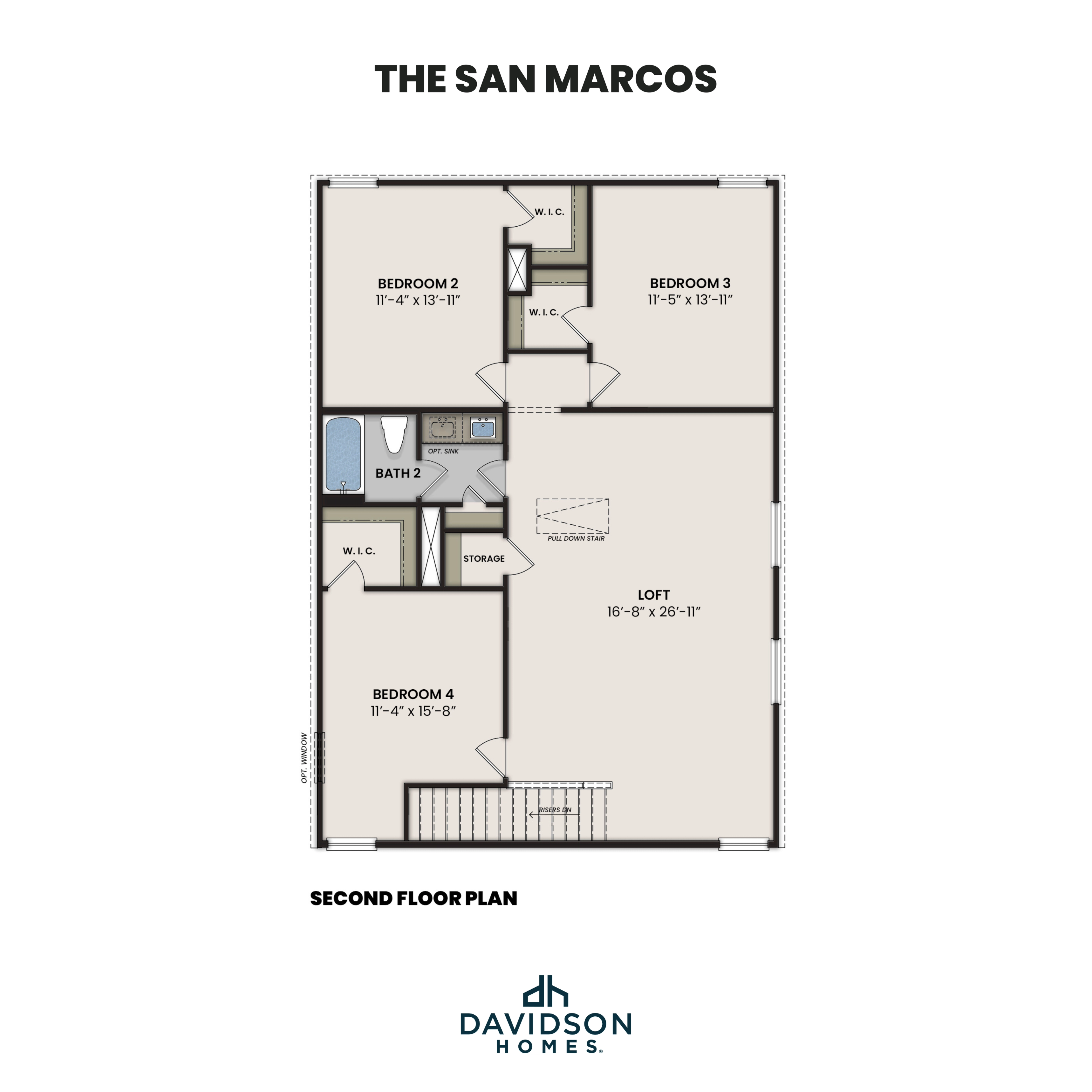 2 - The San Marcos F floor plan layout for 7415 Koa Crest in Davidson Homes Homes' Rayburn Valley community.
