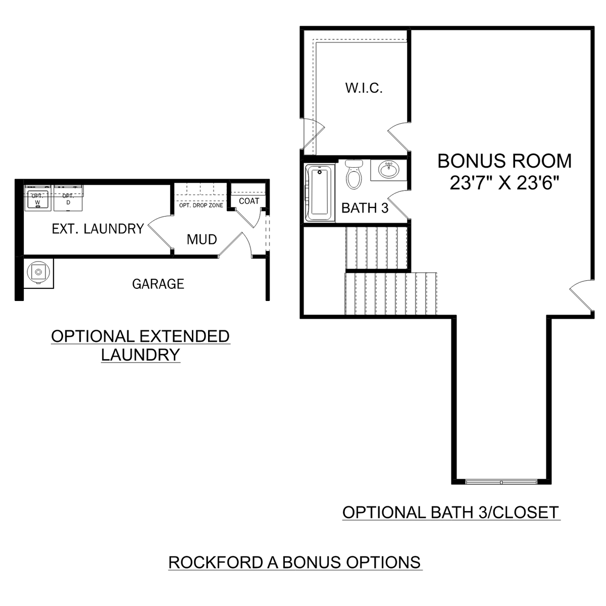 3 - The Rockford with Bonus buildable floor plan layout in Davidson Homes' Creekside community.