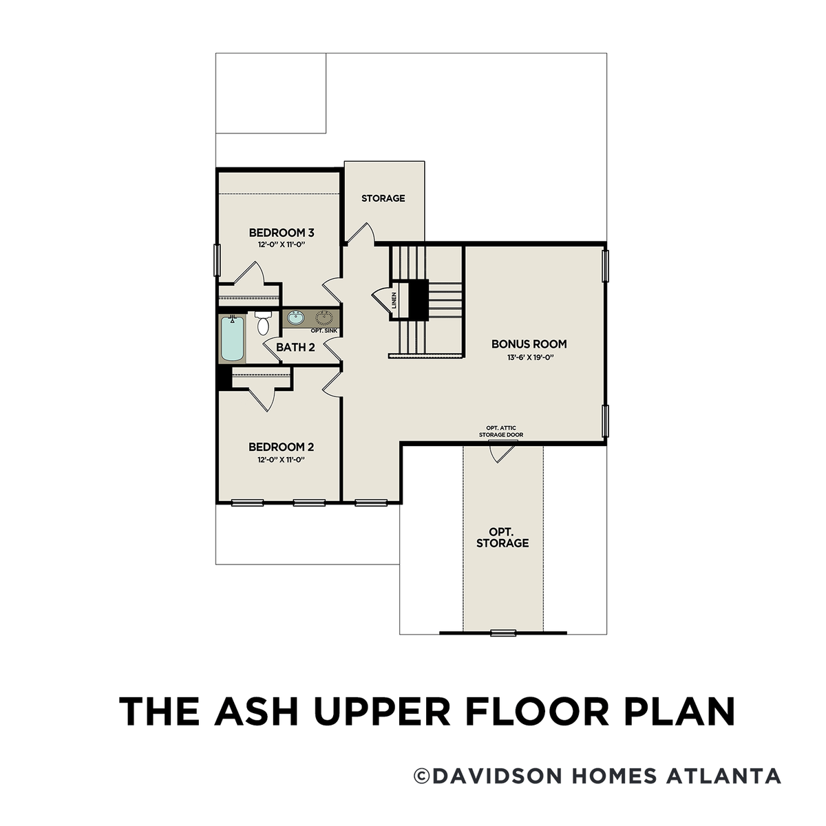 2 - The Ash C floor plan layout for 21 Mountainbrook Drive NW in Davidson Homes' Mountainbrook community.