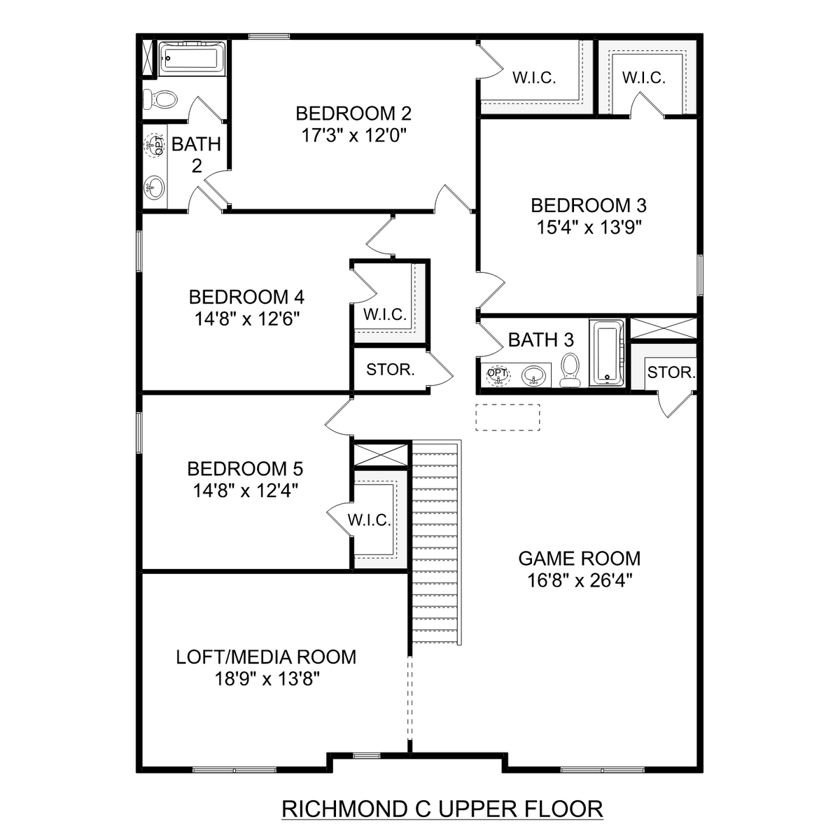 2 - The Richmond C buildable floor plan layout in Davidson Homes' Wood Trail community.