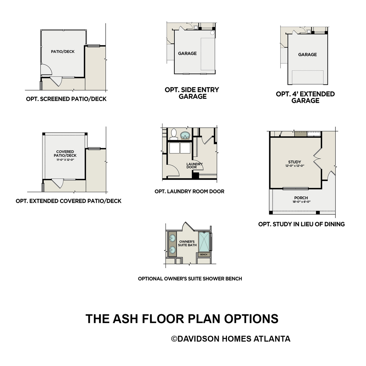 3 - The Ash A floor plan layout for 25 Ridgeline Way in Davidson Homes' Mountainbrook community.