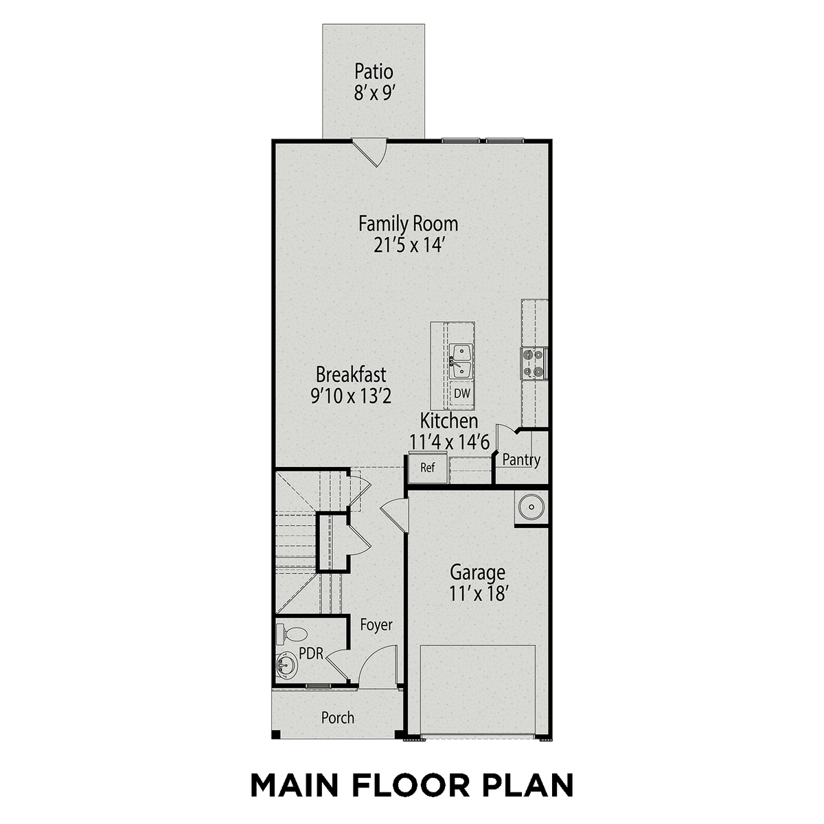1 - The Warren floor plan layout for 45 Village Edge Drive in Davidson Homes' Gregory Village community.
