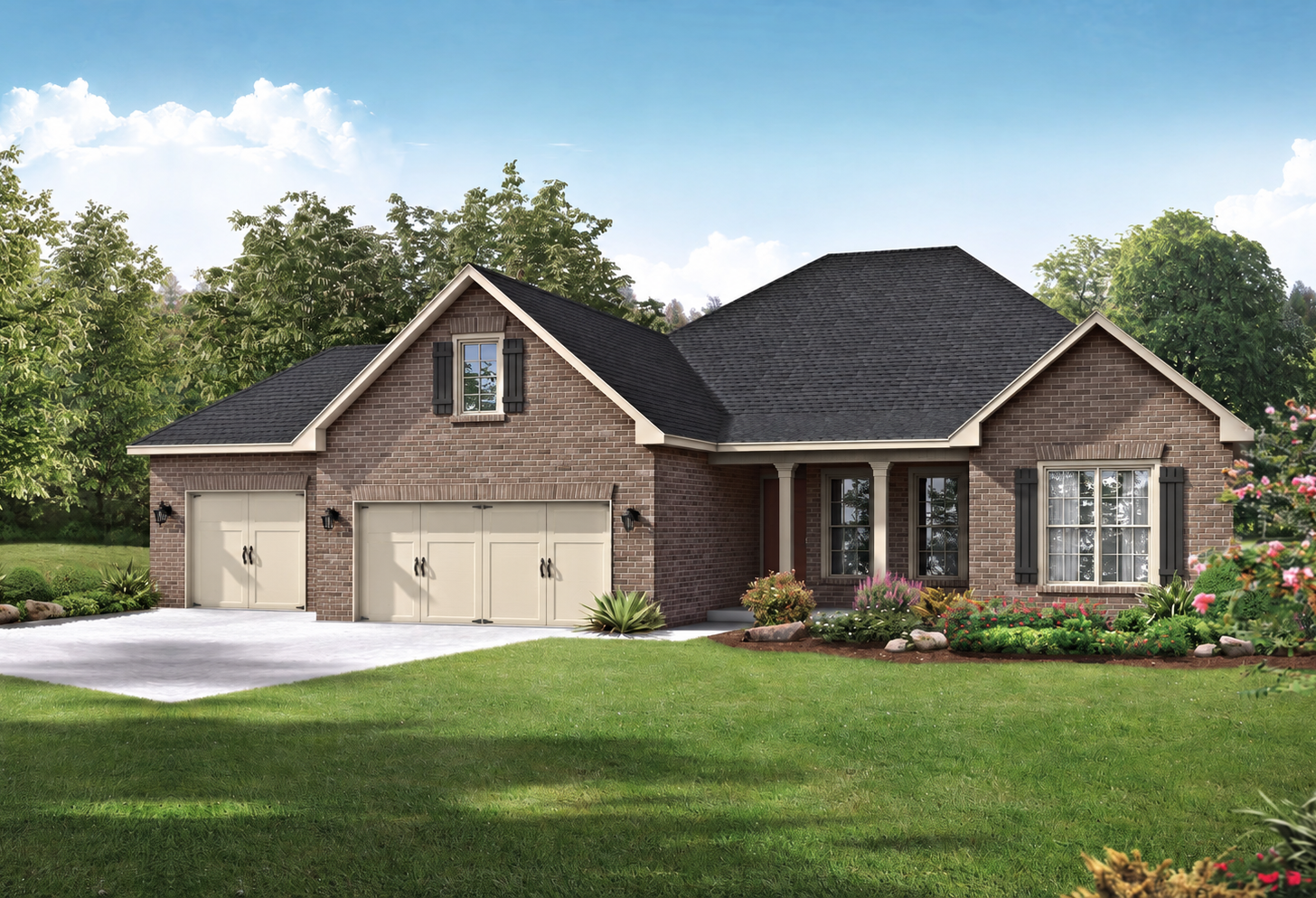 Exterior view of Davidson Homes' The Rockford 3-Car Floor Plan