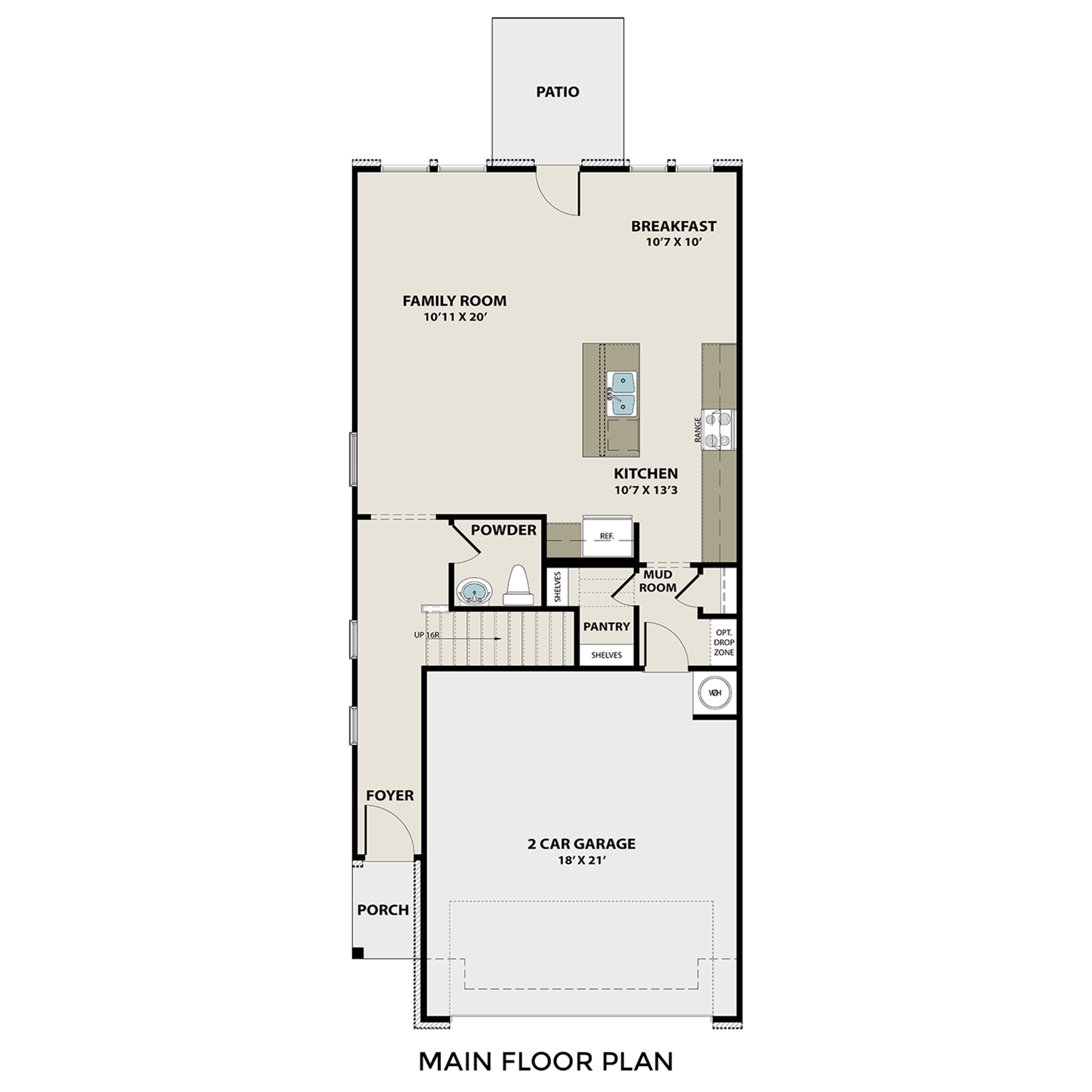 1 - The Wake C buildable floor plan layout in Davidson Homes Homes' Lake Park Villas community.