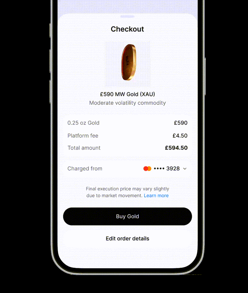 Gold (XAU) Checkout Page