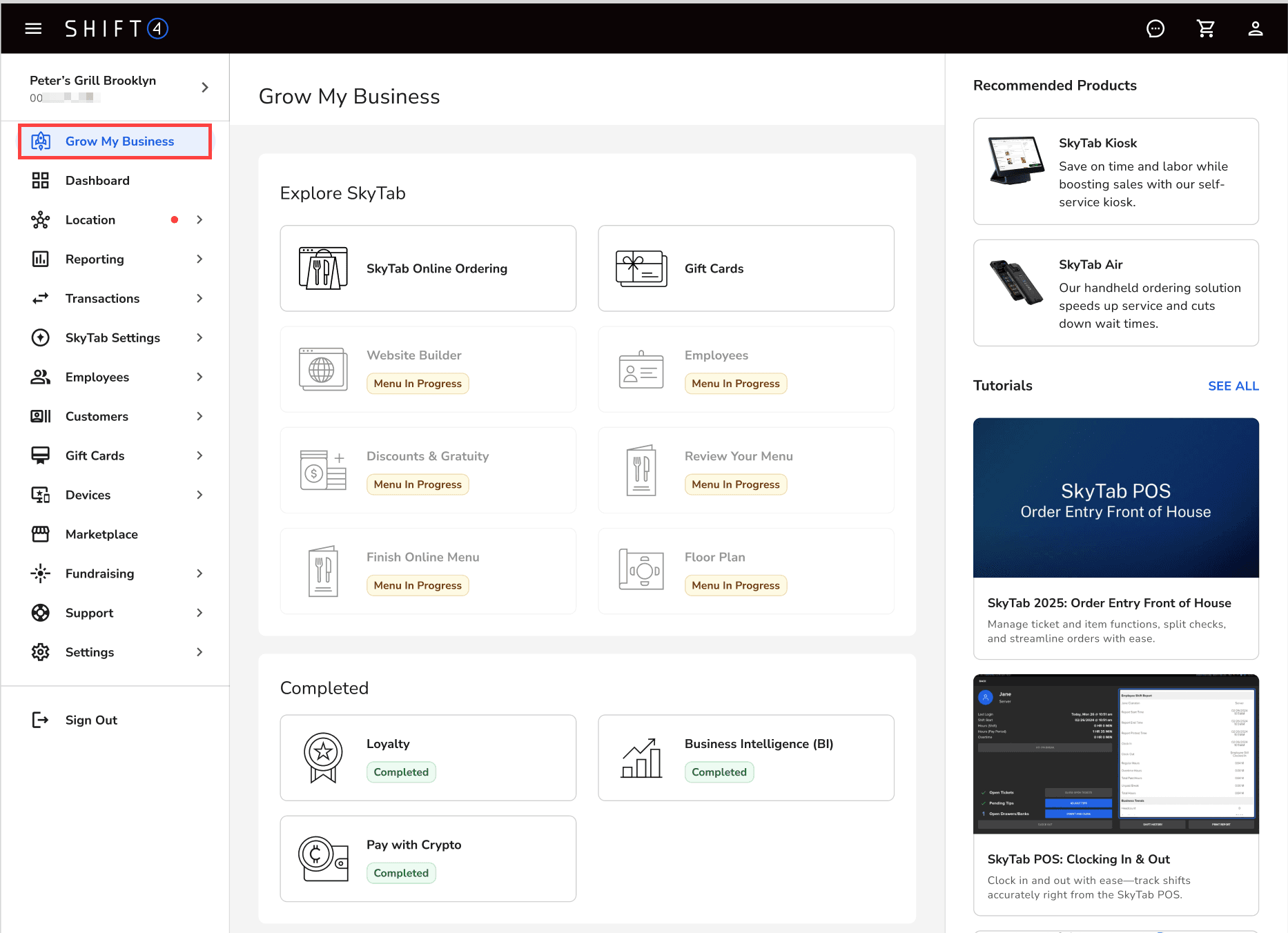 Screenshot of Grow My Business in the SkyTab Lighthouse Business Manager