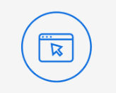 Blue computer screen with cursor icon representing restaurant online ordering - SkyTab