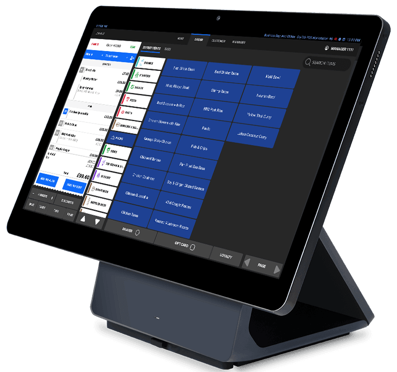 SkyTab POS system workstation showing order interface - restaurant POS system - SkyTab