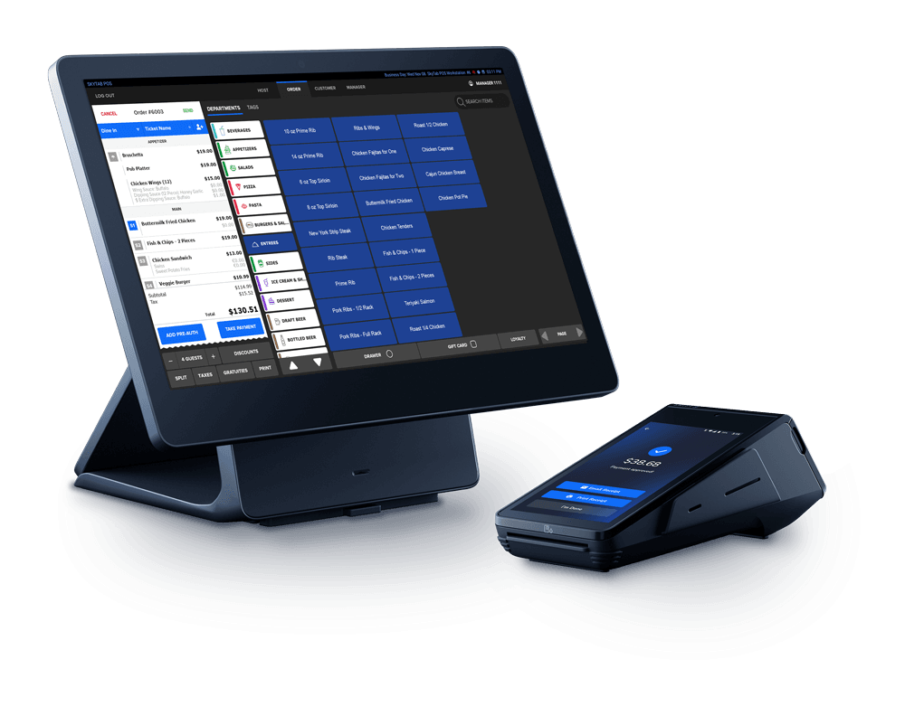 SkyTab POS system next to a SkyTab Mobile POS device - POS hardware - SkyTab