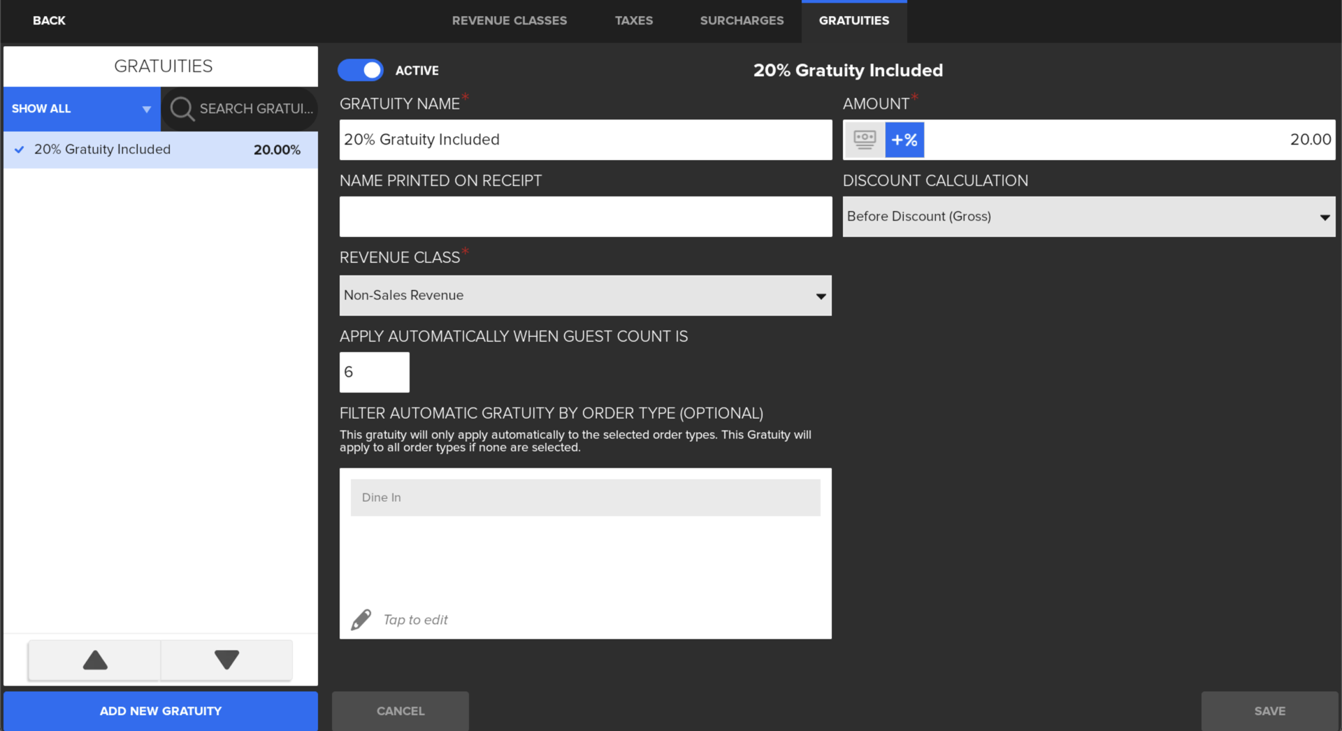 Screenshot of gratuity updates - SkyTab Fall Release 2025 - SkyTab