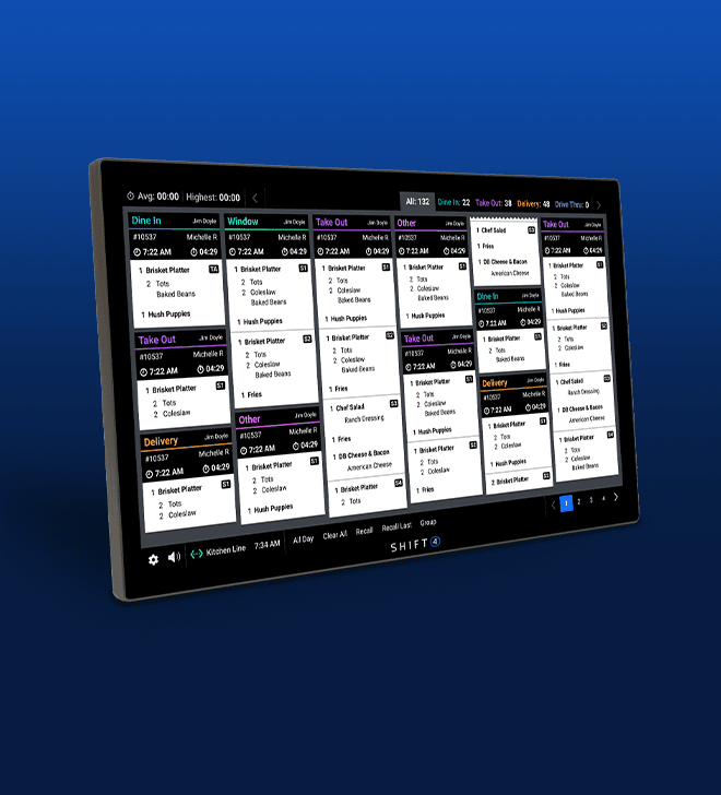 SkyTab kitchen display system showing multiple orders - kitchen display system - SkyTab