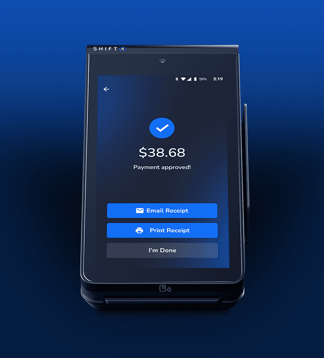 SkyTab Mobile on a blue background - restaurant POS system - SkyTab