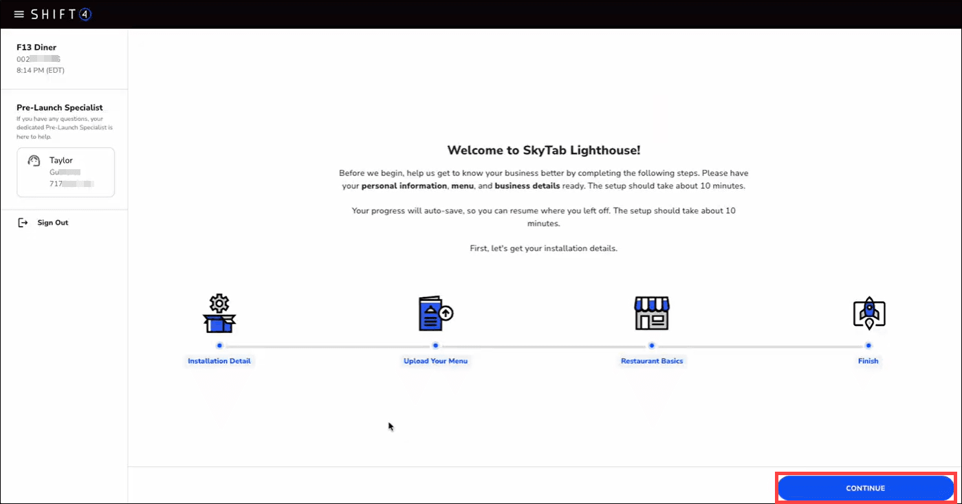 Screenshot of the Launch Control Wizard in the SkyTab Lighthouse Business Manager