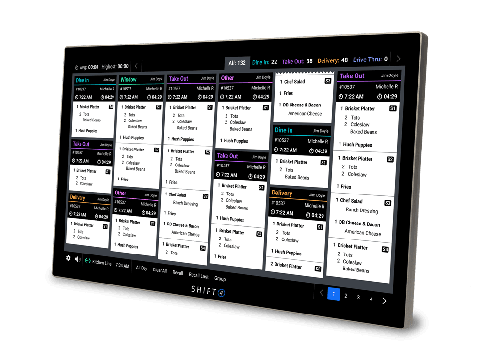 Kitchen Display System showing incoming orders - coffee shop POS system - SkyTab