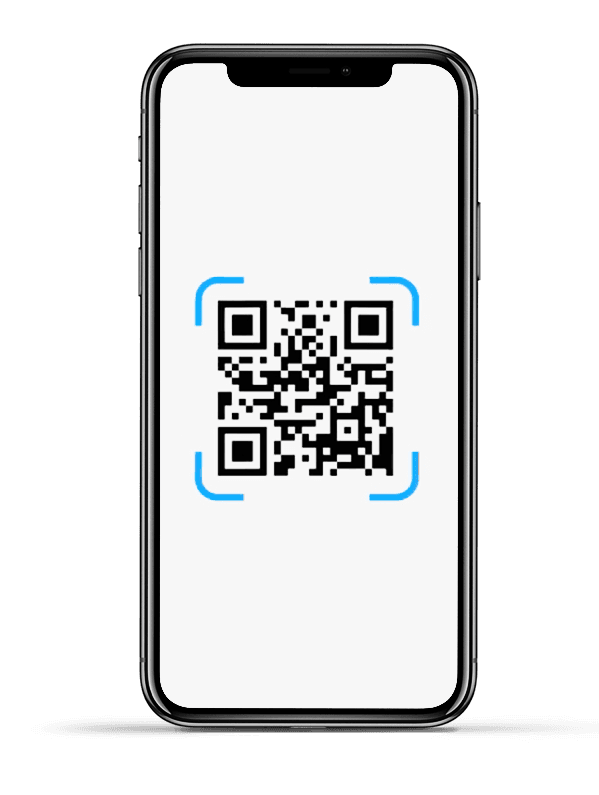 Smartphone with a QR code on the screen - QR code ordering and payments - SkyTab