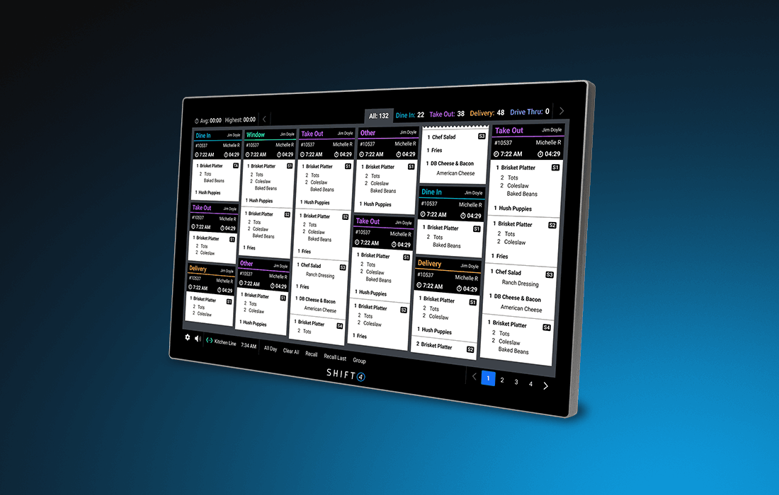 SkyTab kitchen display system showing multiple orders - POS hardware - SkyTab