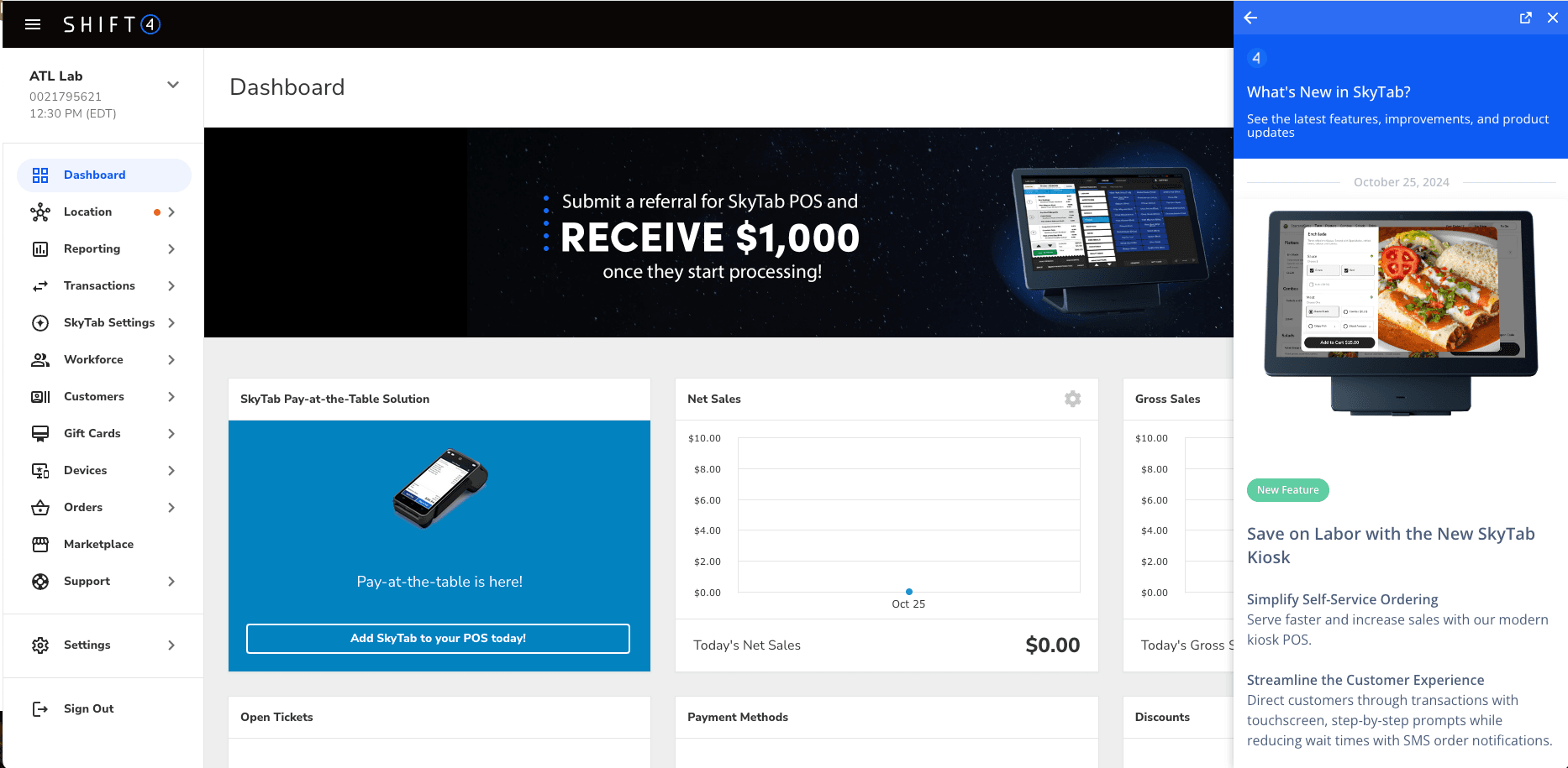 A screenshot of Notification Center in the SkyTab Lighthouse Business Manager
