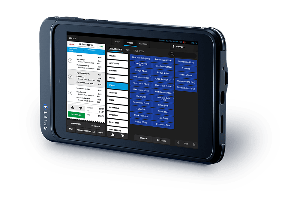 POS tablet - mobile ordering and payments - Shift4 Dine