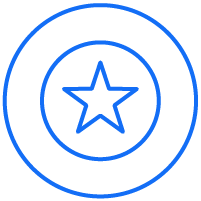 Blue icon with a star in the center