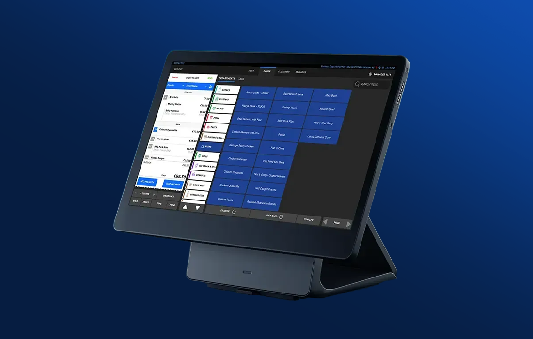 Shift4 Dine POS system showing the order interface - POS hardware - Shift4 Dine