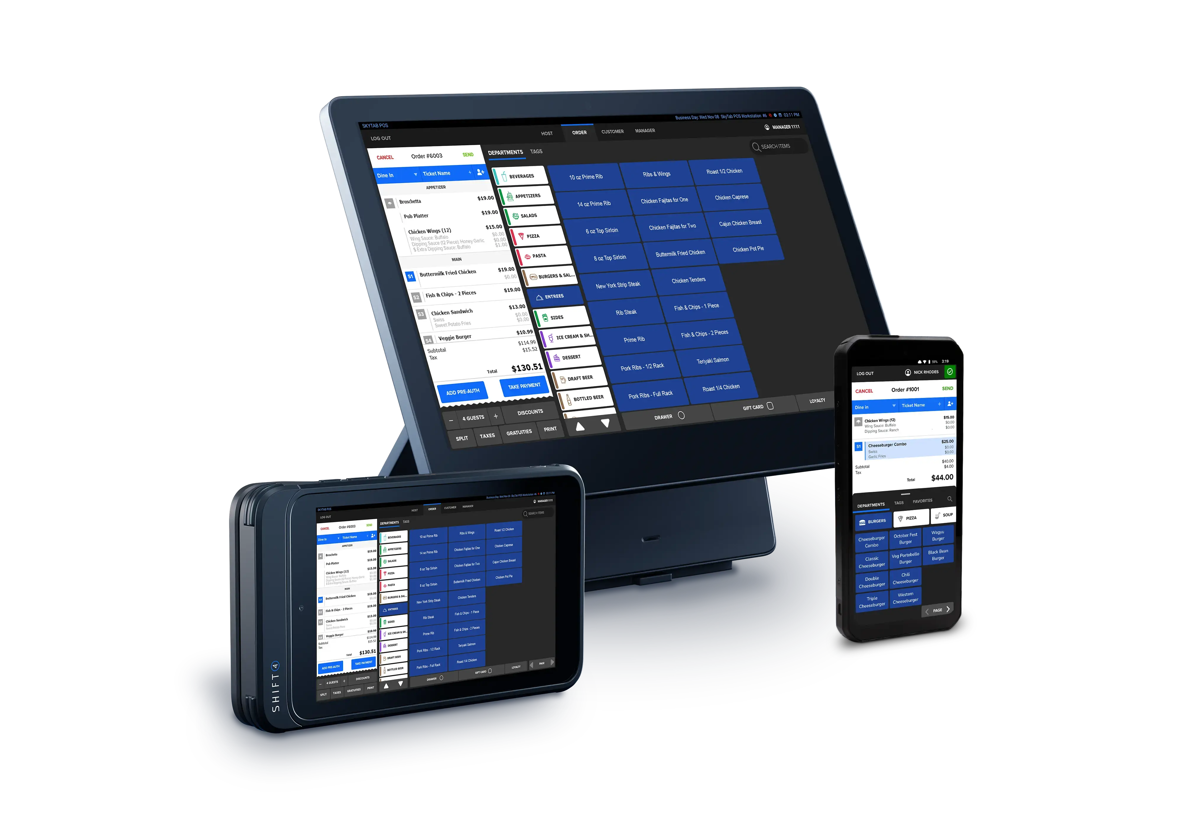SkyTab workstation and mobile devices showing the user interface - SkyTab referral Jags cabana giveaway