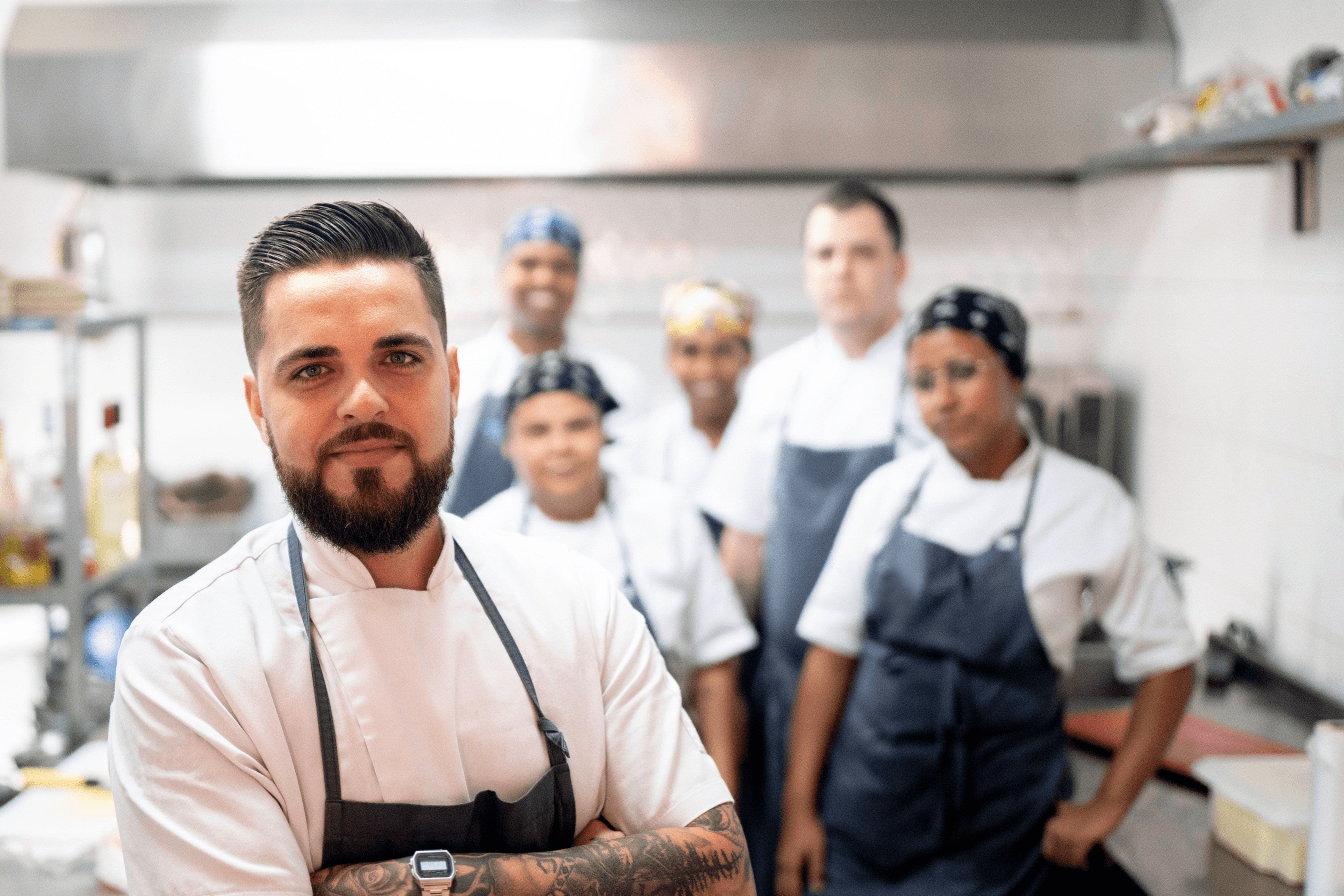 Group of restaurant employees - restaurant labour management - Shift4 Dine