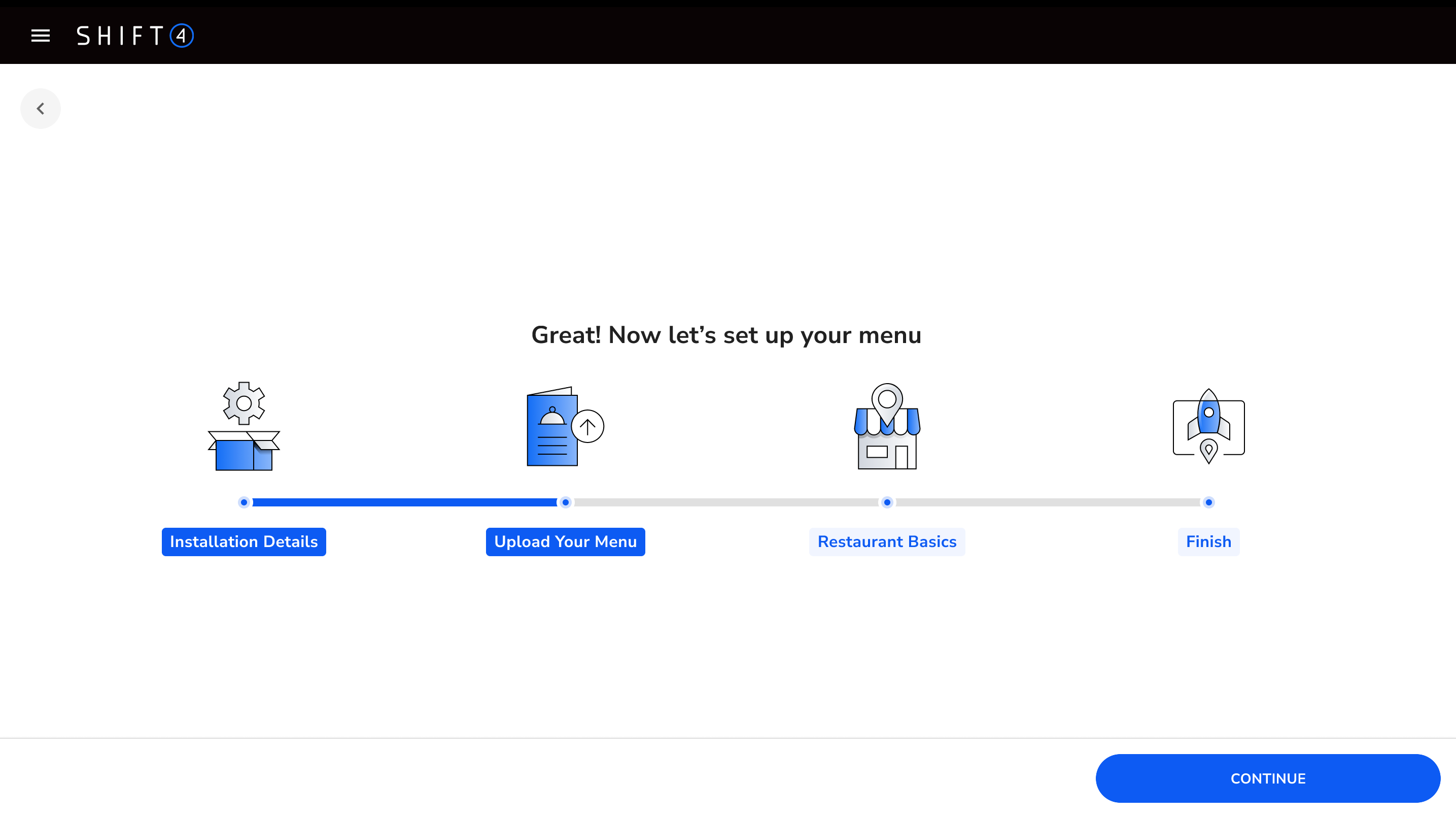Screenshot of the Launch Control Wizard in the Shift4 Dine Customer Hub