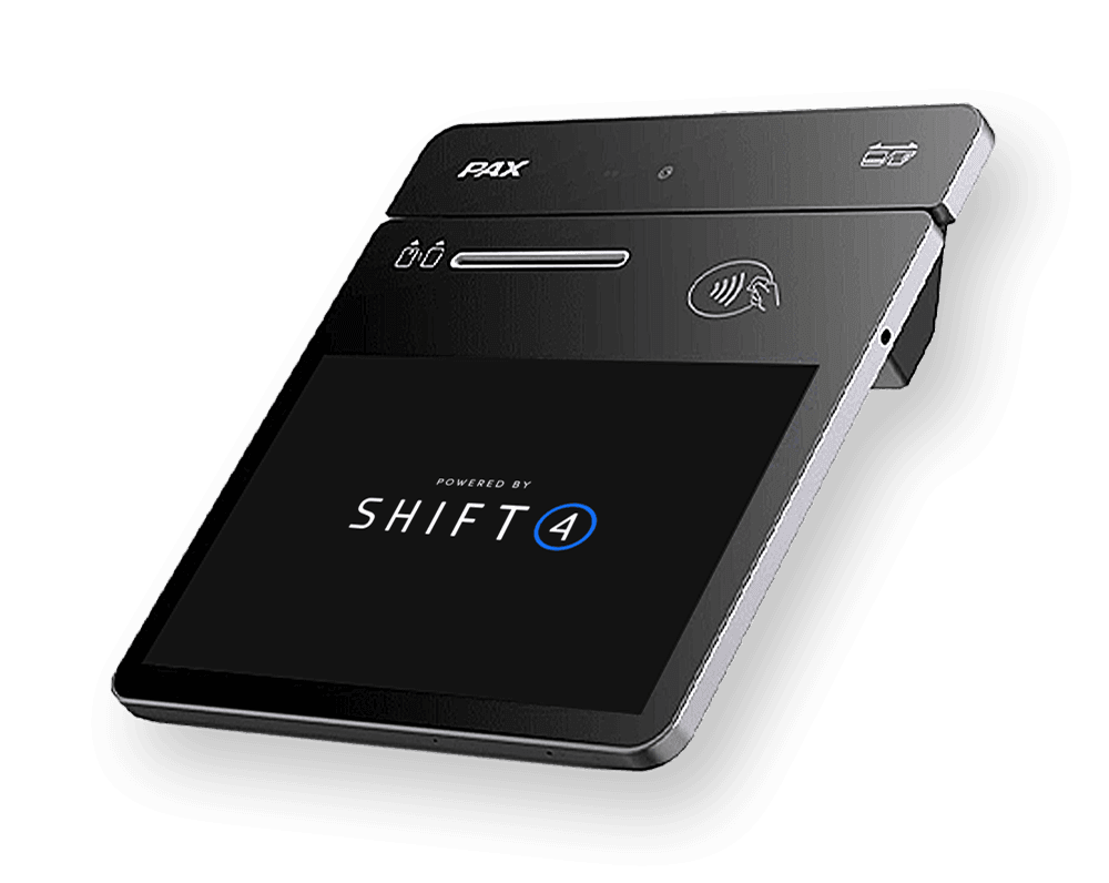 Customer-facing display showing the Shift4 logo - customer facing display pos - Shift4 Dine