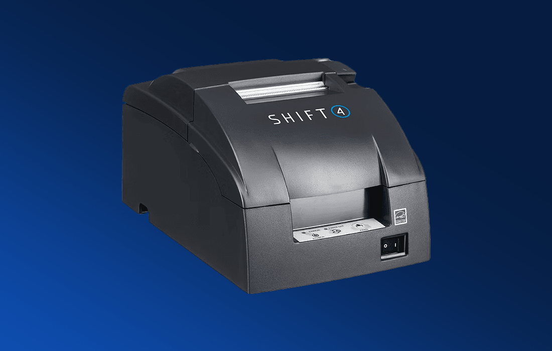 Dot matrix printer on a blue background - pos accessories - Shift4 Dine