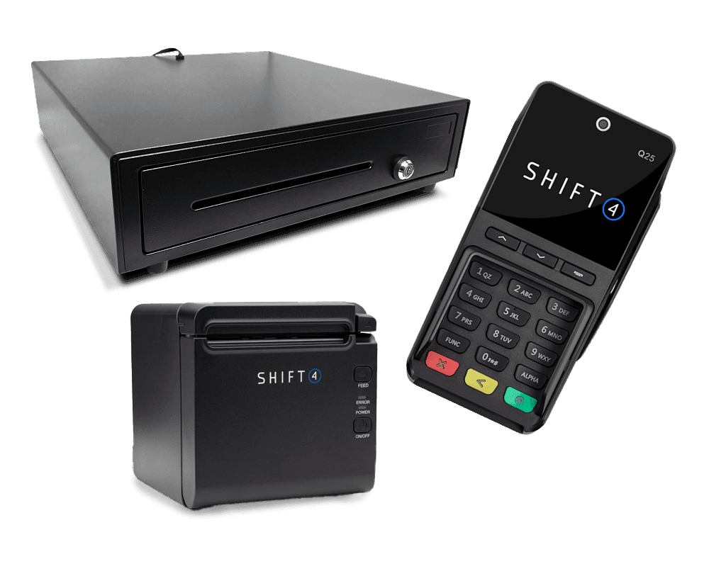 Cash drawer, receipt printer, and PIN pad - pos accessories - Shift4 Dine