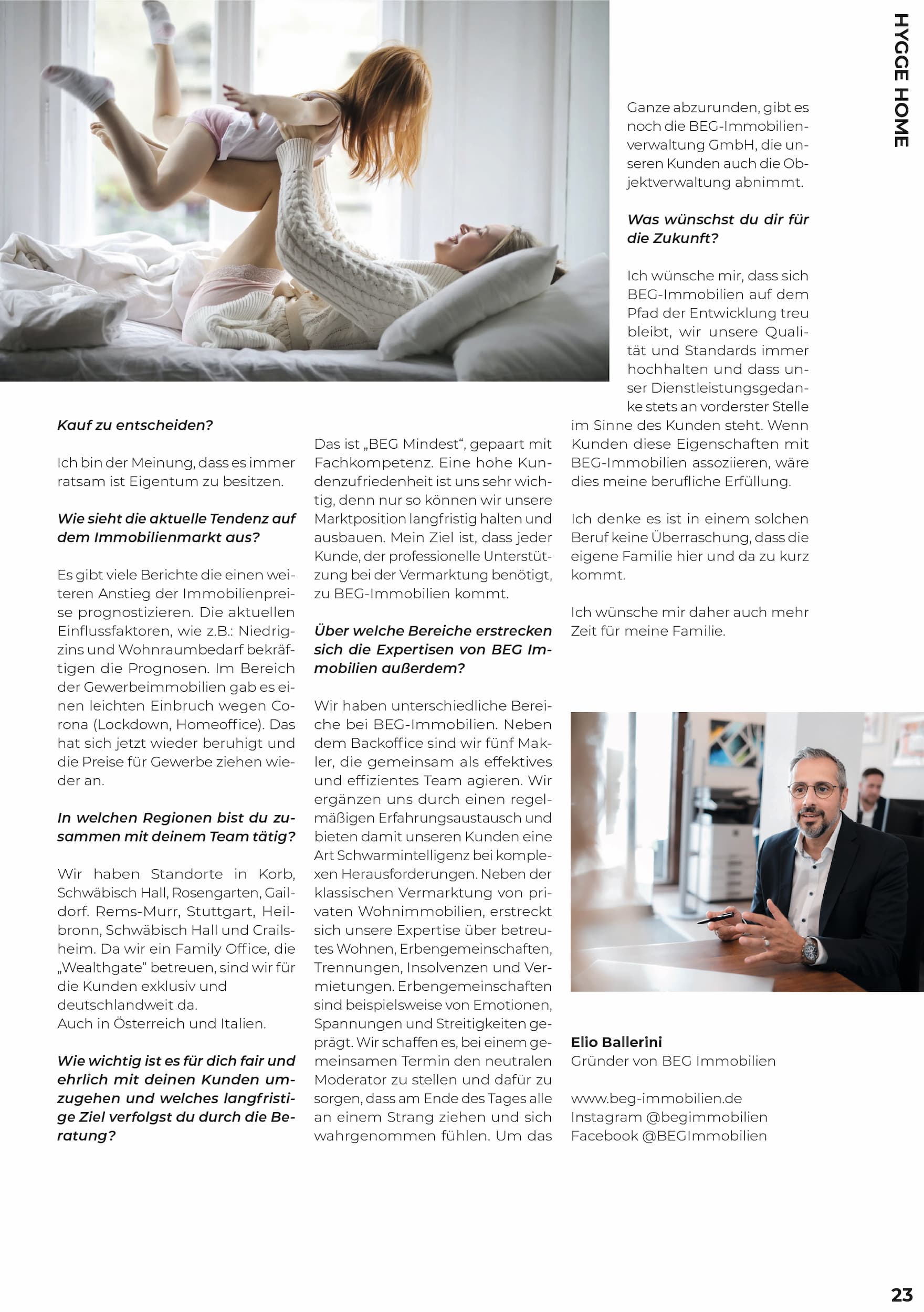 Team Magazin Interview über Immobilien mit Elio Ballerini Team Magazin Interview über Immobilien mit Elio Ballerini