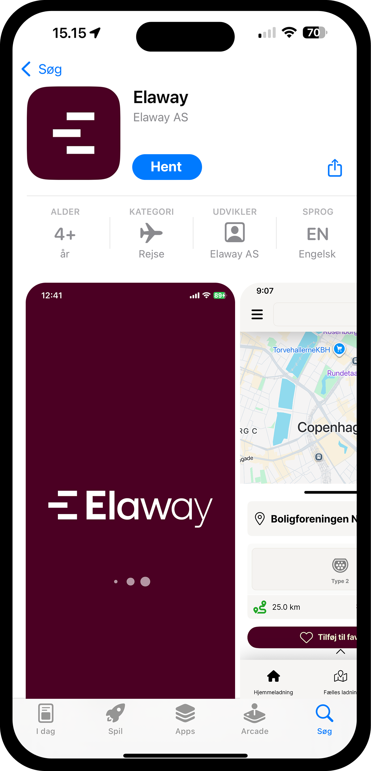 Billedet viser downloadknappen til at downloade Elaway-appen i AppStore.