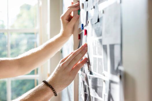 Artistic display of cubes falling
