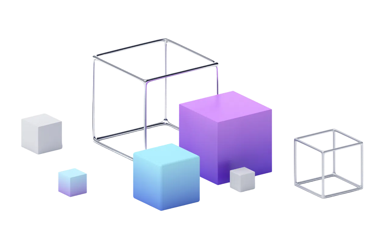 Cubes of different sizes and colors