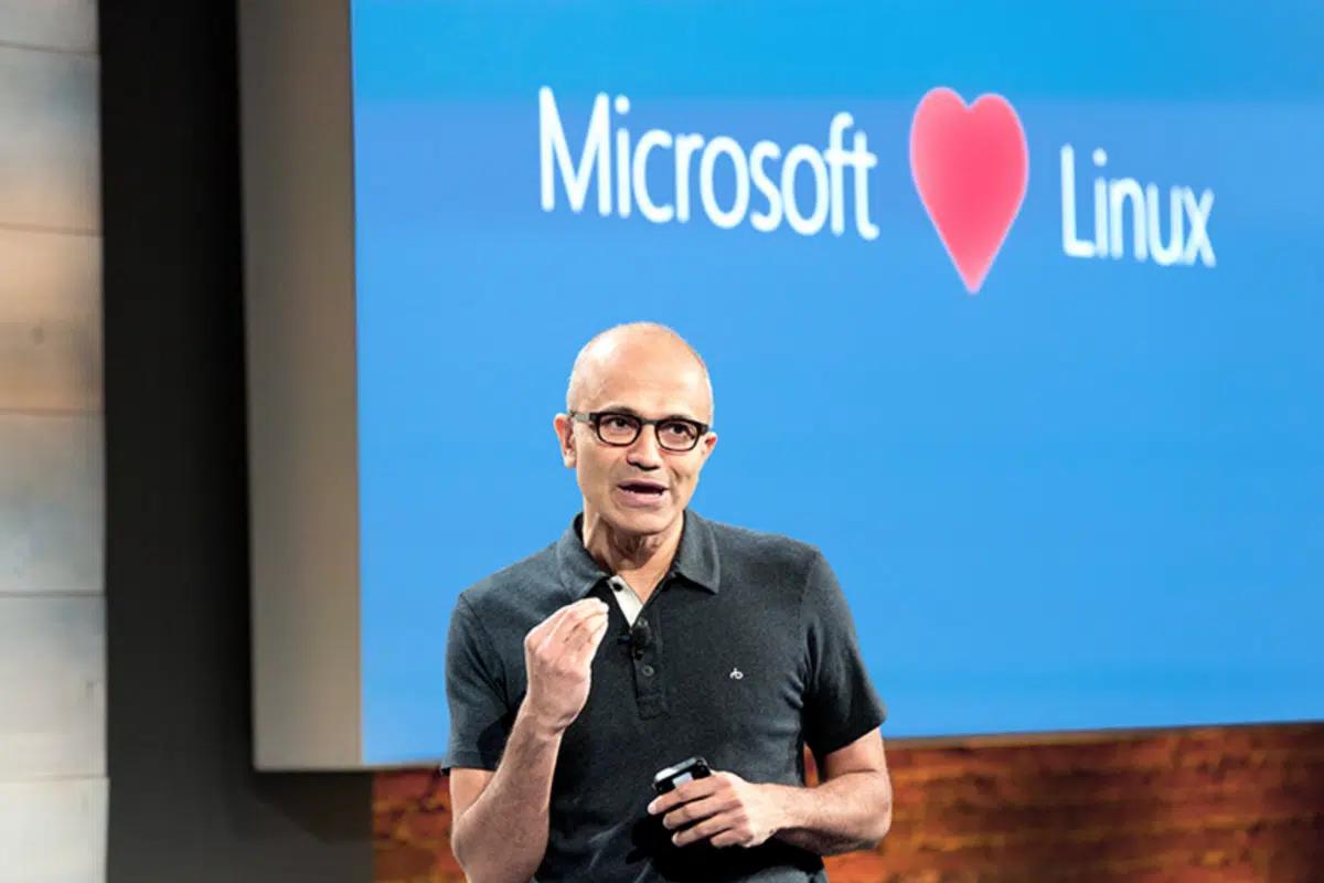 Satya Nadella embraces open source (Photo credit: Microsoft)