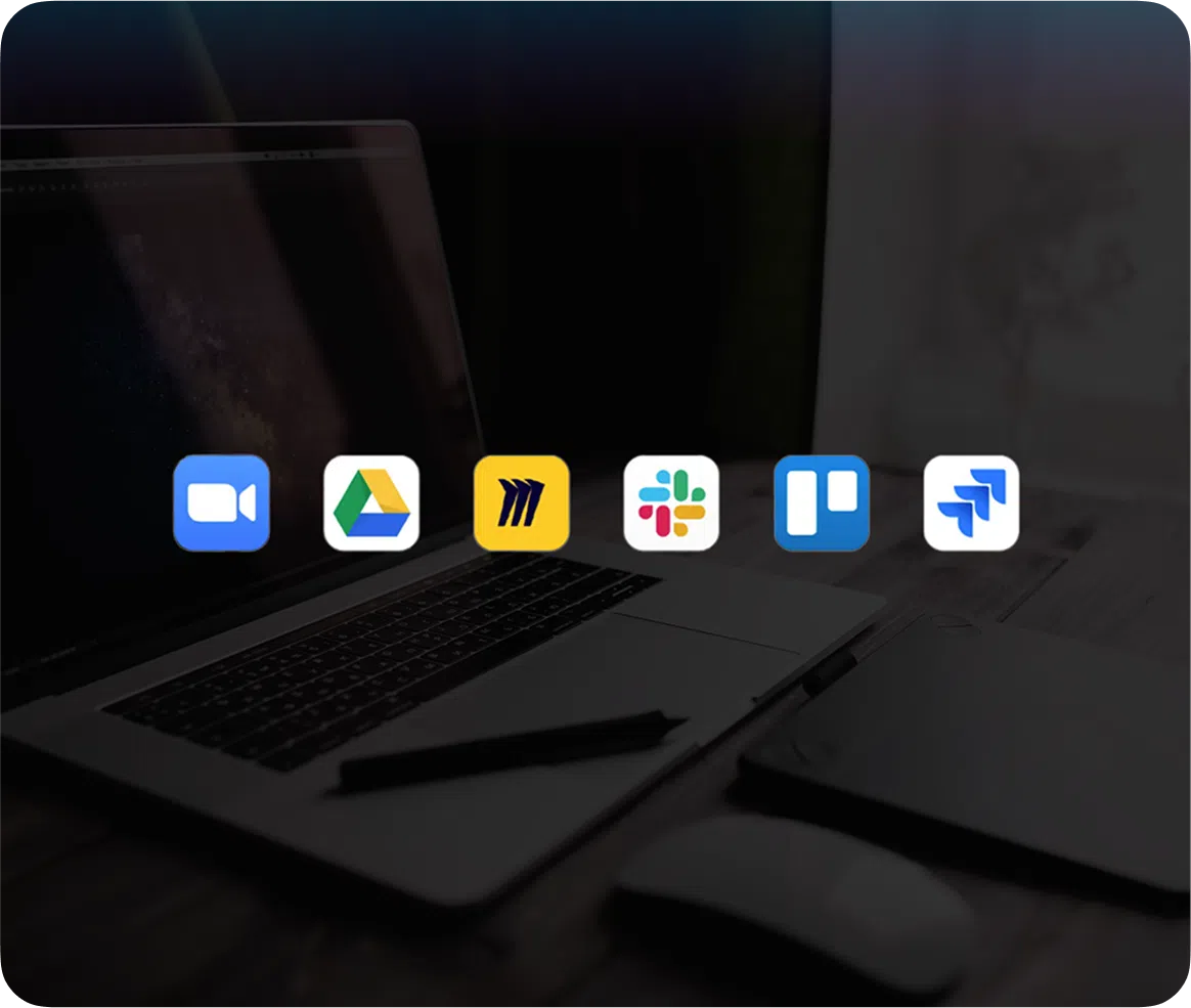 Logos of products that cater to remote work teams