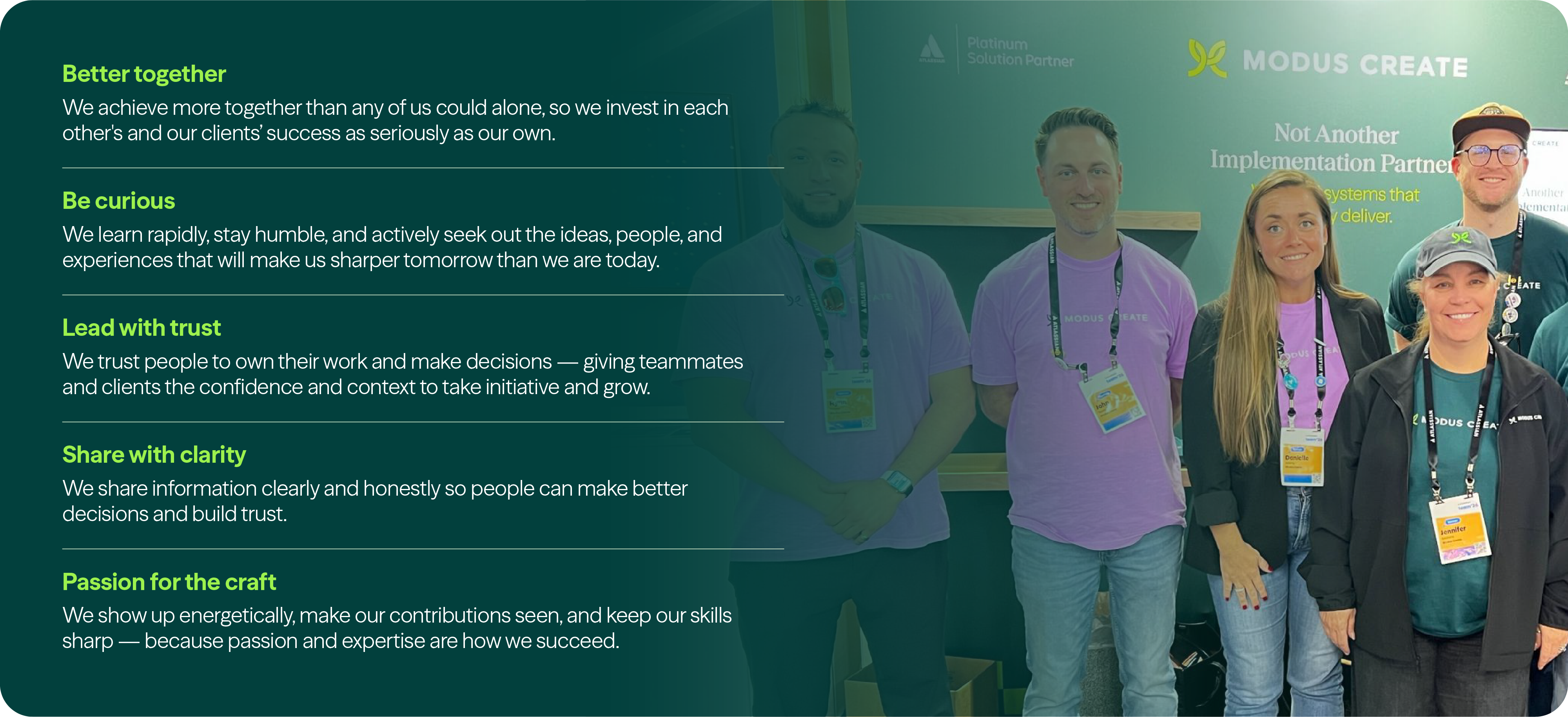 Modus Create values