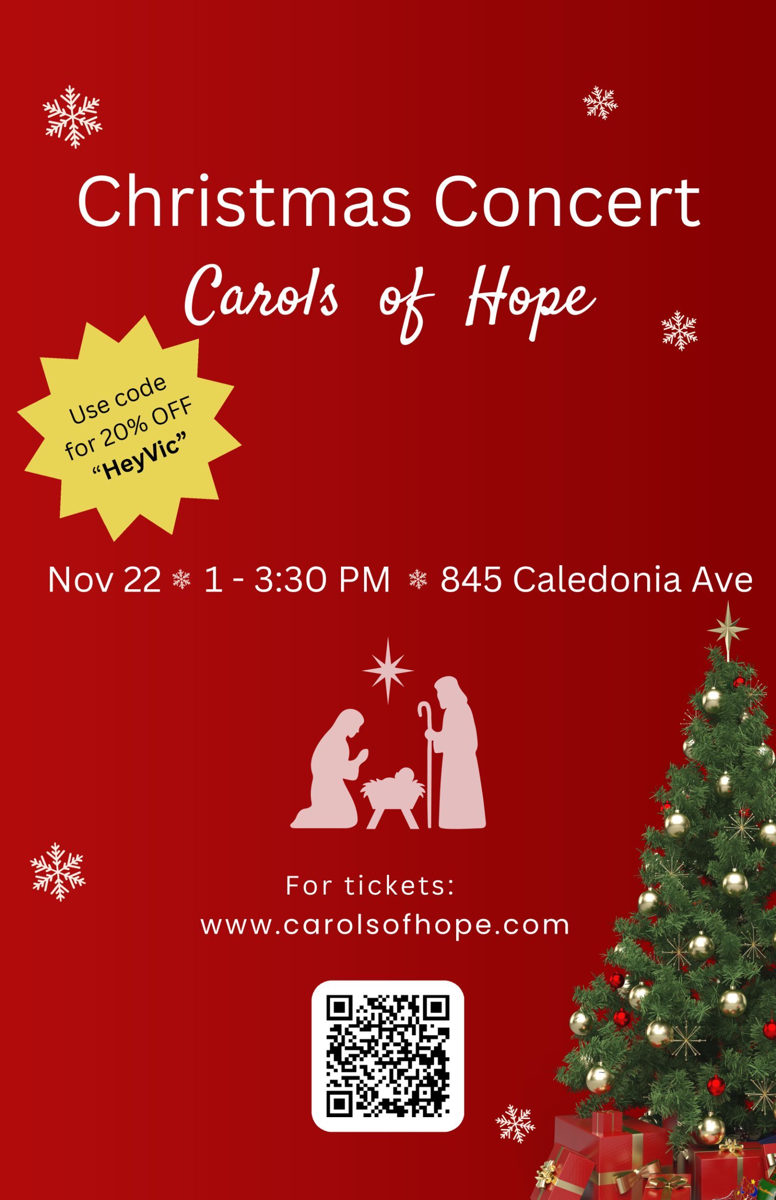 Red and White Modern Christmas Carol Services Instagram Post (11 x 17 in)