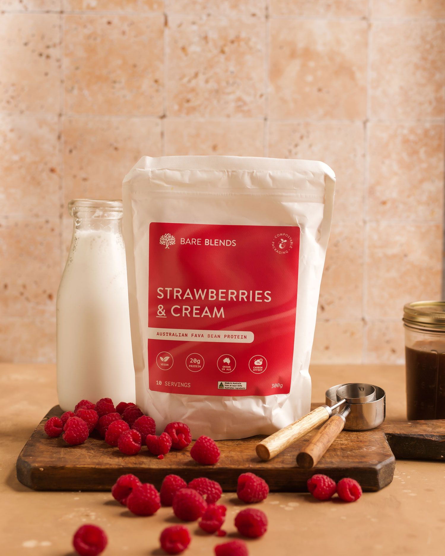 Strawberries & Cream Fava Protein kitchen