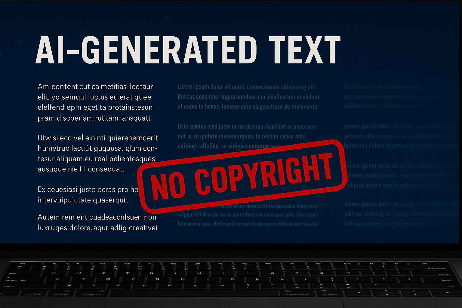 no copyright text over ai generated article on laptop