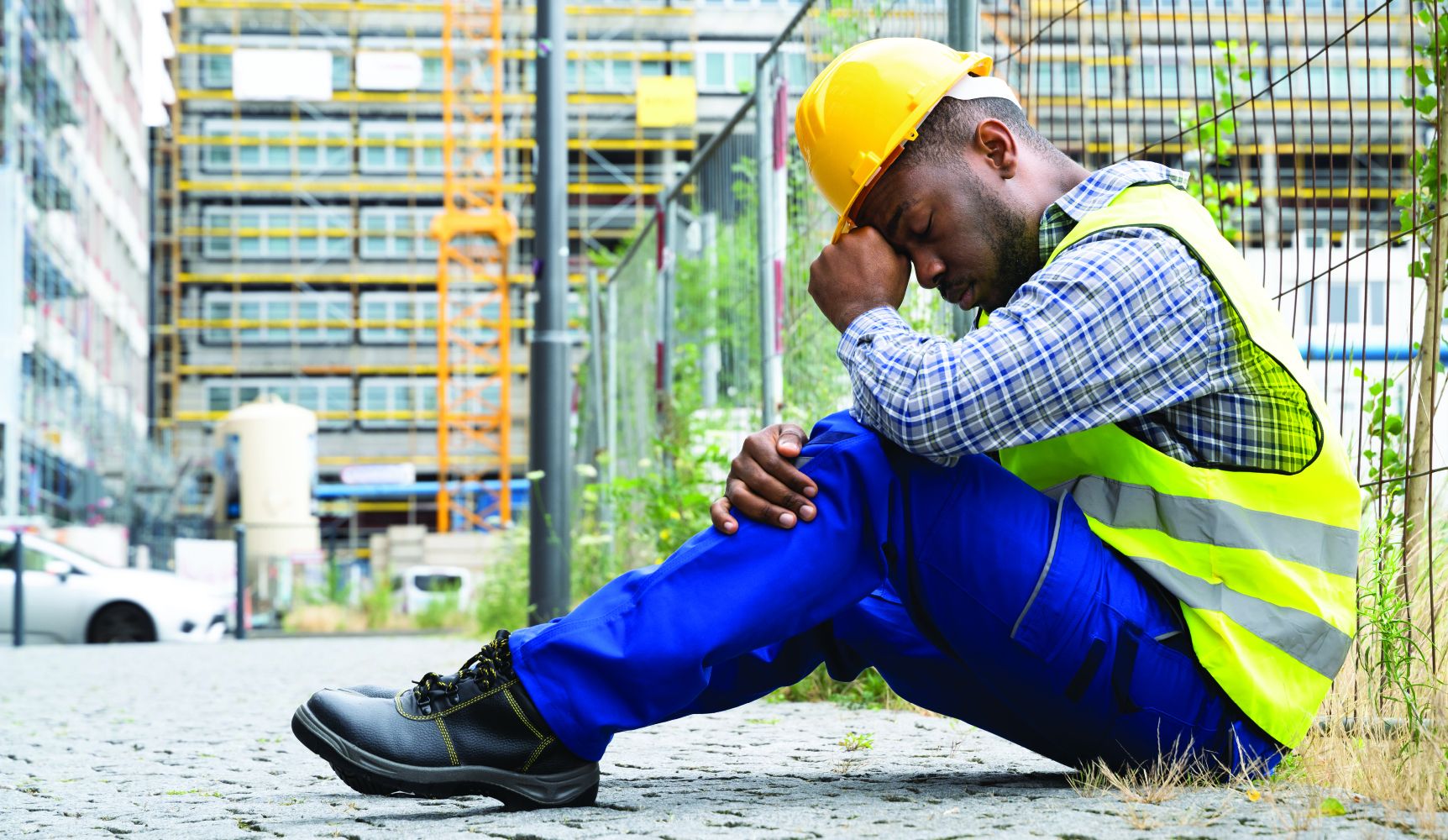 depressed construction worker